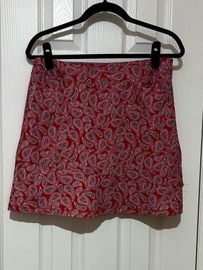 NWT S Mimosa Red Paisley Athletic Mini Skirt
